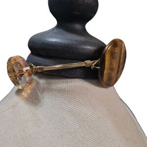 Light Brown and Gold Bangle Bracelet